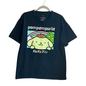 Sanrio PomPomPurin Large Ripple Junction T-Shirt Black Cotton Short Sleeve